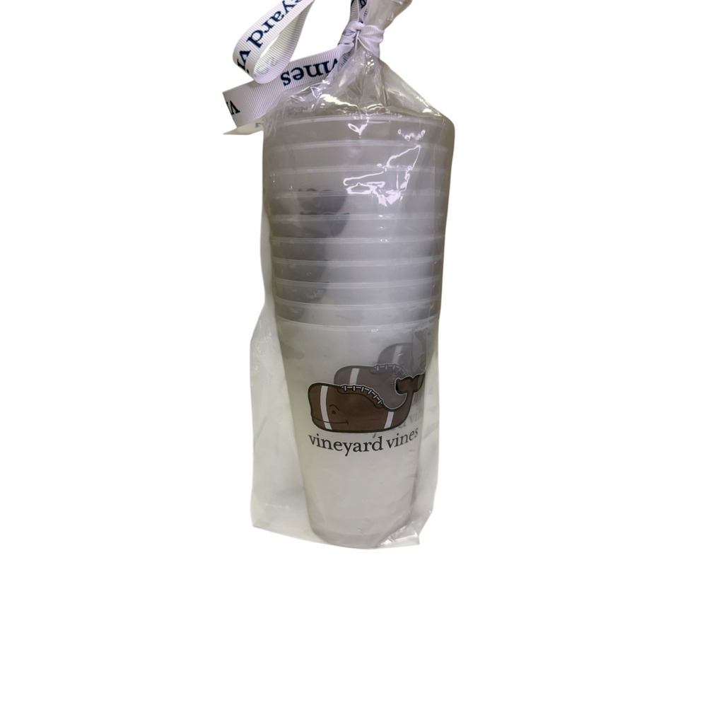 10 Vineyard Vines Stacking Cup Unisex OS Clear Football Whale 5A004435 New
